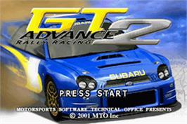Title screen of GT Advance 2 Rally Racing on the Nintendo Game Boy Advance.