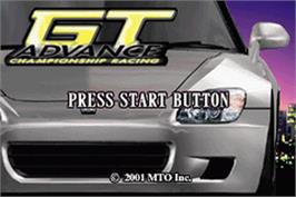 Title screen of GT Advance Championship Racing on the Nintendo Game Boy Advance.