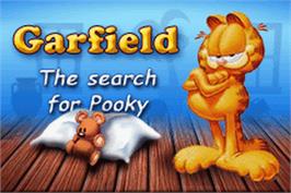 Title screen of Garfield: The Search for Pooky on the Nintendo Game Boy Advance.