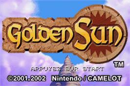 Title screen of Golden Sun on the Nintendo Game Boy Advance.