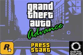 Title screen of Grand Theft Auto Advance on the Nintendo Game Boy Advance.