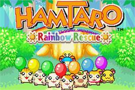 Title screen of Hamtaro Rainbow Rescue on the Nintendo Game Boy Advance.