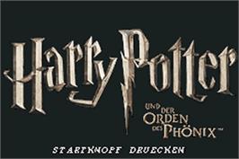 Title screen of Harry Potter and the Order of the Phoenix on the Nintendo Game Boy Advance.