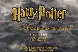 Title screen of Harry Potter and the Sorcerer's Stone on the Nintendo Game Boy Advance.
