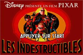 Title screen of Incredibles on the Nintendo Game Boy Advance.