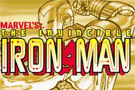 Title screen of Invincible Iron Man on the Nintendo Game Boy Advance.