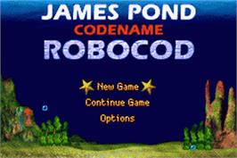 Title screen of James Pond 2: Codename: RoboCod on the Nintendo Game Boy Advance.
