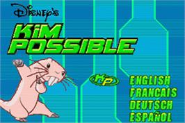 Title screen of Kim Possible: Revenge of Monkey Fist on the Nintendo Game Boy Advance.