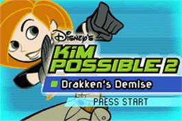 Title screen of Kim Possible 2: Drakken's Demise on the Nintendo Game Boy Advance.
