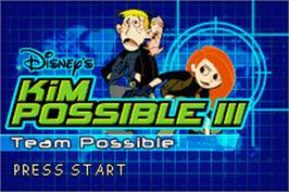 Title screen of Kim Possible 3: Team Possible on the Nintendo Game Boy Advance.