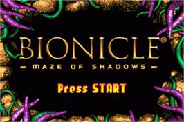 Title screen of LEGO Bionicle: Tales of Tohunga on the Nintendo Game Boy Advance.
