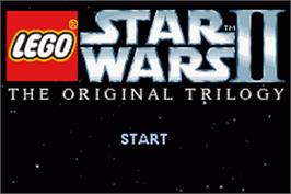Title screen of LEGO Star Wars 2: The Original Trilogy on the Nintendo Game Boy Advance.
