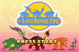 Title screen of Land Before Time on the Nintendo Game Boy Advance.
