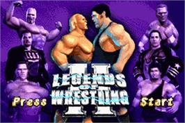 Title screen of Legends of Wrestling 2 on the Nintendo Game Boy Advance.
