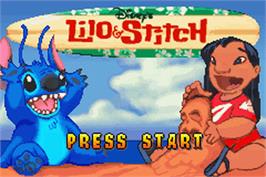 Title screen of Lilo & Stitch on the Nintendo Game Boy Advance.