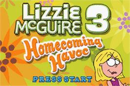 Title screen of Lizzie McGuire 3: Homecoming Havoc on the Nintendo Game Boy Advance.