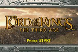 Title screen of Lord of the Rings: The Third Age on the Nintendo Game Boy Advance.