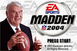 Title screen of Madden NFL 2004 on the Nintendo Game Boy Advance.