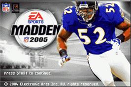 Title screen of Madden NFL 2005 on the Nintendo Game Boy Advance.