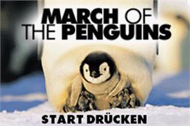 Title screen of March of the Penguins on the Nintendo Game Boy Advance.