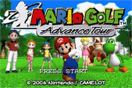 Title screen of Mario Golf: Advance Tour on the Nintendo Game Boy Advance.
