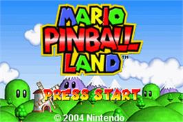 Title screen of Mario Pinball Land on the Nintendo Game Boy Advance.