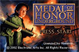 Title screen of Medal of Honor: Underground on the Nintendo Game Boy Advance.