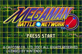 Title screen of Mega Man Battle Network on the Nintendo Game Boy Advance.