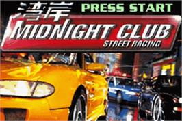 Title screen of Midnight Club: Street Racing on the Nintendo Game Boy Advance.
