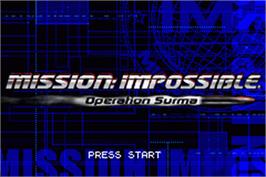 Title screen of Mission Impossible: Operation Surma on the Nintendo Game Boy Advance.