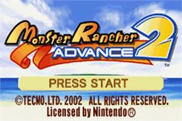 Title screen of Monster Rancher Advance 2 on the Nintendo Game Boy Advance.