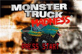 Title screen of Monster Truck Madness on the Nintendo Game Boy Advance.