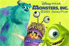 Title screen of Monsters Inc. on the Nintendo Game Boy Advance.