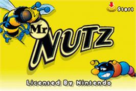 Title screen of Mr. Nutz on the Nintendo Game Boy Advance.