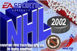 Title screen of NHL 2002 on the Nintendo Game Boy Advance.