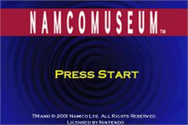 Title screen of Namco Museum on the Nintendo Game Boy Advance.