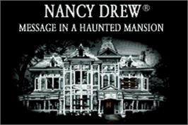 Title screen of Nancy Drew: Message in a Haunted Mansion on the Nintendo Game Boy Advance.