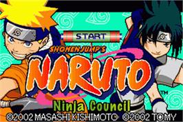 Title screen of Naruto: Ninja Council on the Nintendo Game Boy Advance.