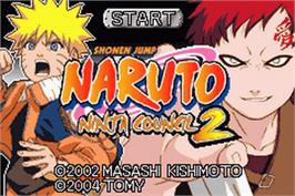 Title screen of Naruto: Ninja Council 2 on the Nintendo Game Boy Advance.