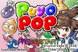 Title screen of Pika Pop on the Nintendo Game Boy Advance.