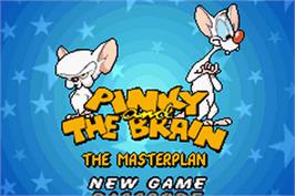 Title screen of Pinky and the Brain: The Master Plan on the Nintendo Game Boy Advance.