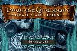 Title screen of Pirates of the Caribbean: Dead Man's Chest on the Nintendo Game Boy Advance.