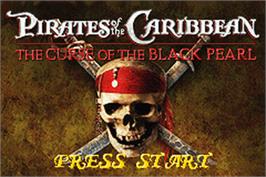 Title screen of Pirates of the Caribbean: The Curse of the Black Pearl on the Nintendo Game Boy Advance.