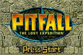 Title screen of Pitfall: The Lost Expedition on the Nintendo Game Boy Advance.