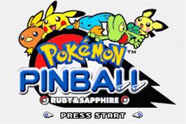 Title screen of Pokemon Pinball: Ruby & Sapphire on the Nintendo Game Boy Advance.