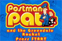 Title screen of Postman Pat and the Greendale Rocket on the Nintendo Game Boy Advance.
