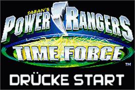 Title screen of Power Rangers: Time Force on the Nintendo Game Boy Advance.