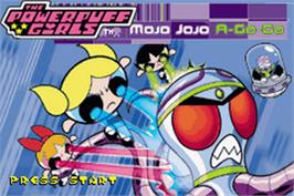 Title screen of Powerpuff Girls: Mojo Jojo A-Go-Go on the Nintendo Game Boy Advance.
