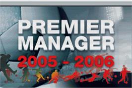Title screen of Premier Manager 2005-2006 on the Nintendo Game Boy Advance.