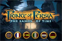 Title screen of Prince of Persia: The Sands of Time on the Nintendo Game Boy Advance.